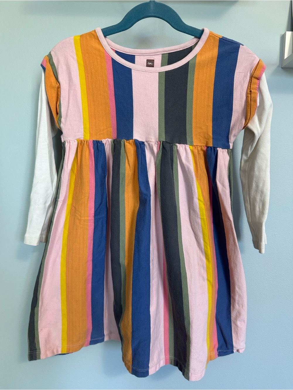 Tea Collection Multi-Color Striped Long-Sleeve Cotton Dress